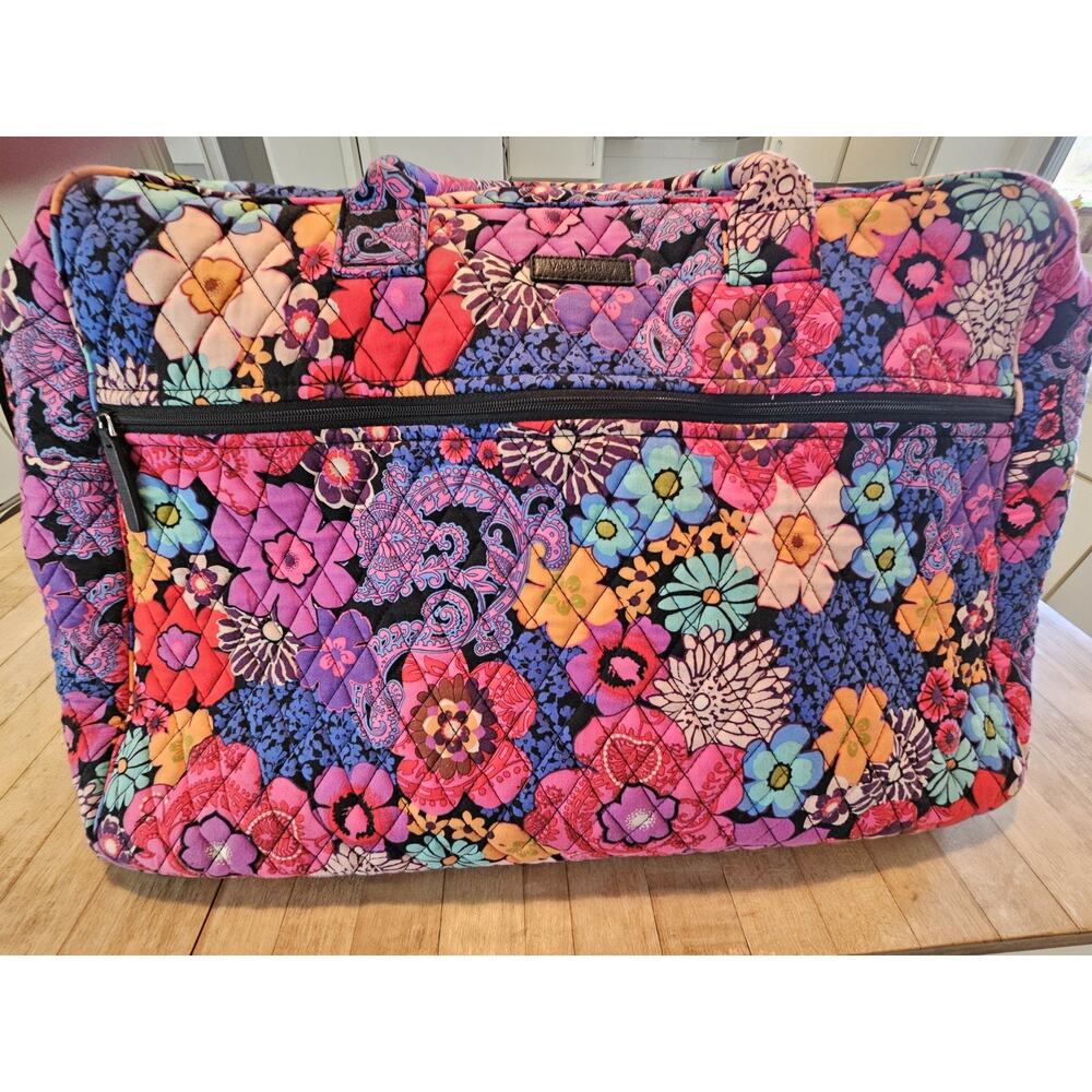 VERA BRADLEY Retired FLORAL FIESTA LARGE TRAVEL WEEKENDER BAG LUGGAGE SOFT